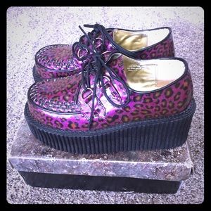 Demonia Creeper Glitter and Cheetah Platforms